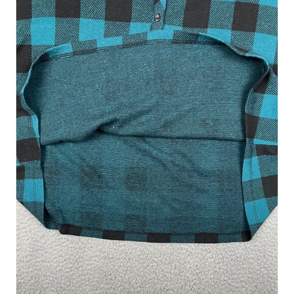 Catherines Women's Top Blouse 0X 14/16W Teal Black 3/4 Roll Tab Pullover - Picture 4 of 10